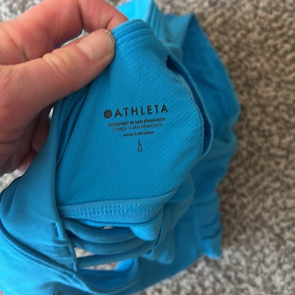 ATHLETA Aqua Blue One-Shoulder Top Size L - Picture 3 of 3